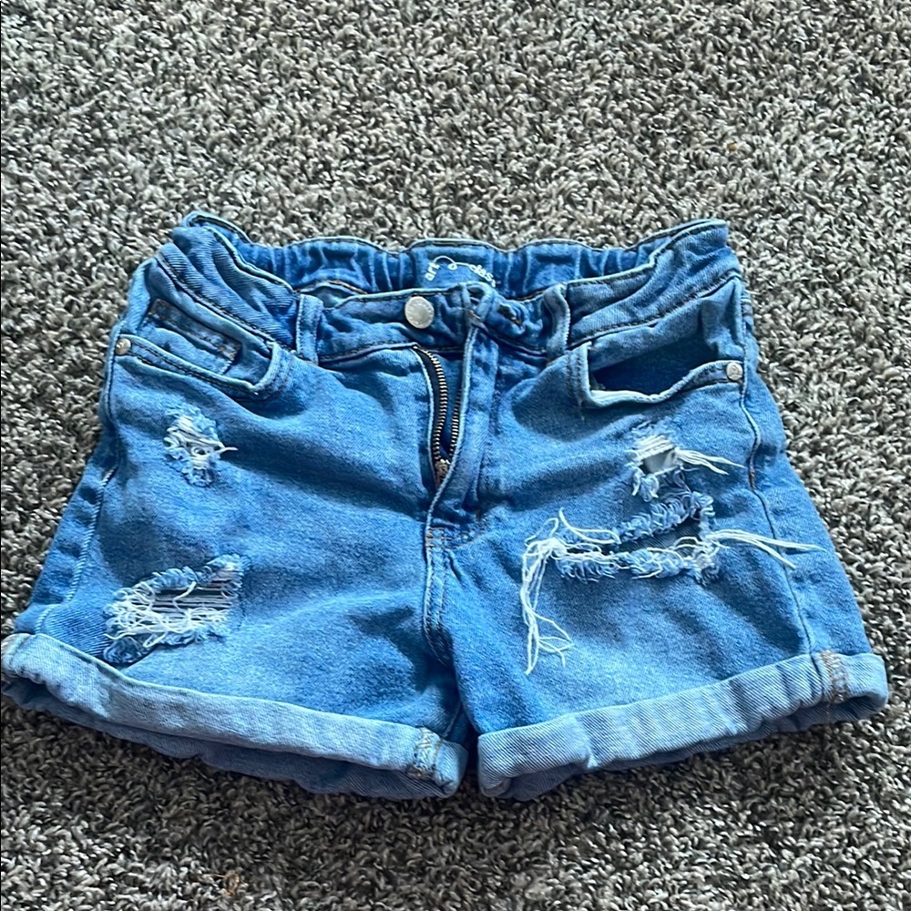Distressed Blue Denim Shorts
